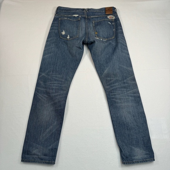 Rugby Ralph Lauren Jeans Size 27 Straight Leg Patch Work Distressed Vintage - Picture 3 of 16
